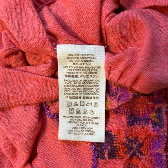 Free People Embroidered Sleeveless Peplum Top Orange/Pink, XS/S/M - Picture 6 of 6